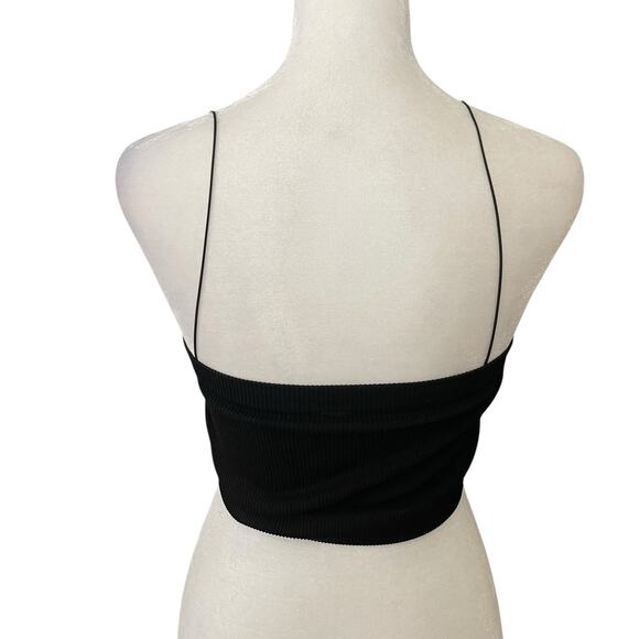 Out from Under Medium Ribbed Bandeau Top Cropped Black Thin Straps Tank - Picture 7 of 8